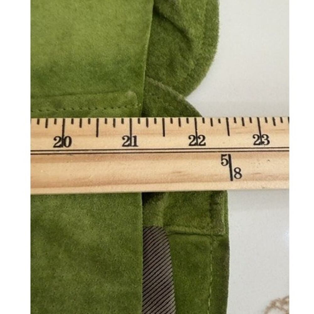 Bandolera Suede Jacket Womens 10 Green Fitted Blazer Button Front Y2K Boho - Picture 11 of 12